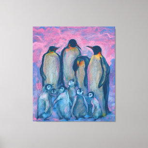 Emperor Penguins, Antarctic Birds Parents and Kids Canvas Print