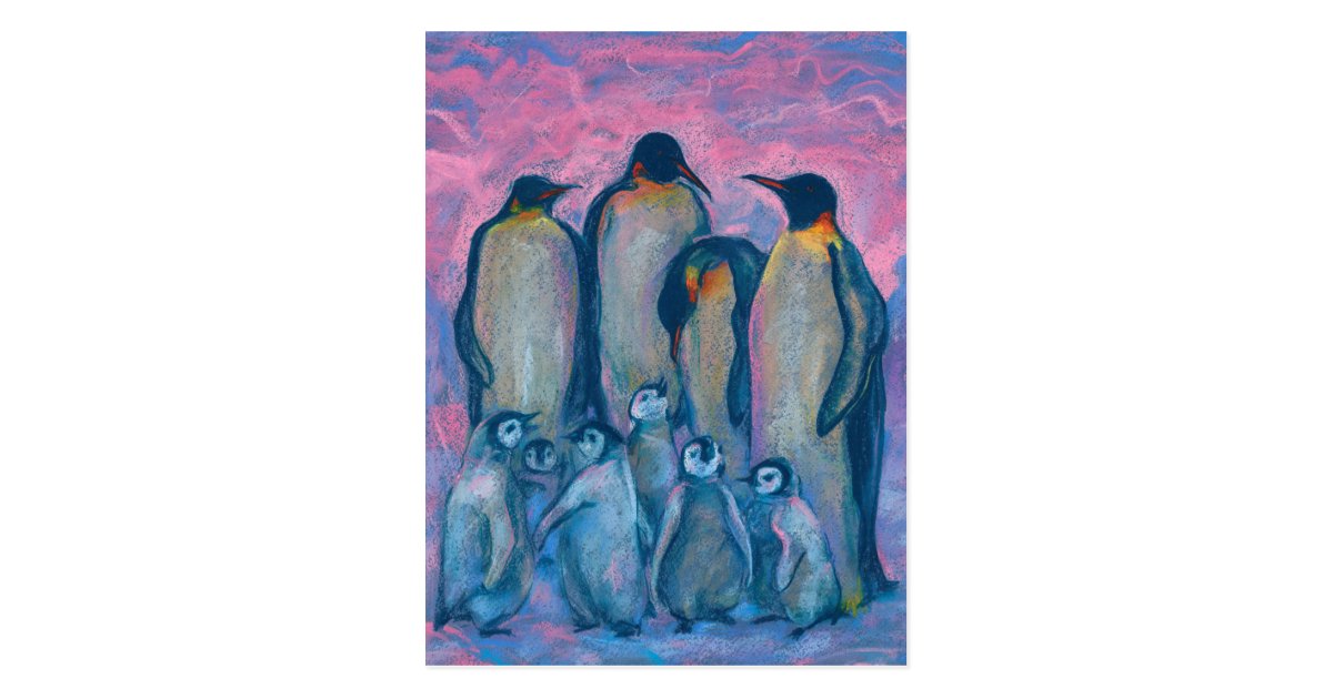 Emperor Penguins Antarctic Birds Parents And Kids Postcard Zazzle Com