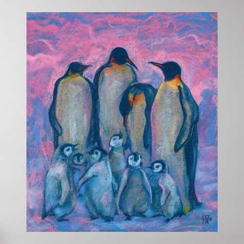 Emperor Penguins Antarctic Birds Parents and Kids Poster