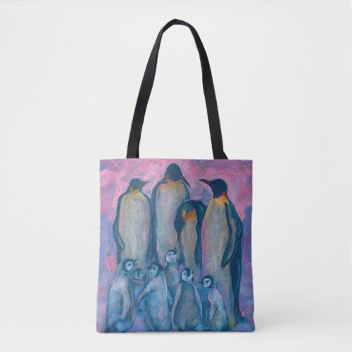 Emperor Penguins Antarctic Birds Parents and Kids Tote Bag