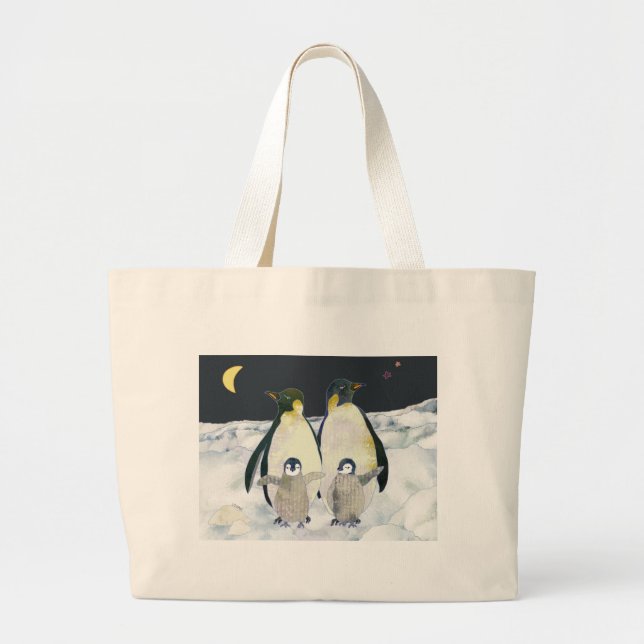Emperor Penguins in the Antarctic Large Tote Bag (Front)