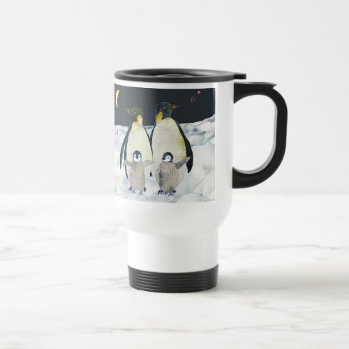 Emperor Penguins in the Antarctic Winter Travel Mug