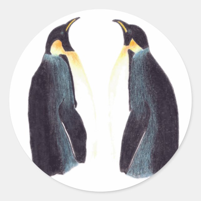 Emperor Penguins Round Stickers (Front)