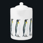 Emperor penguins Teapot<br><div class="desc">Emperor penguin: a large penguin of the genus Aptenodytes. A parade of them circles this cup. Choose from bone china cup, espresso cup, or jumbo mug. A playful yet elegant tea pot. Pair it with a matching cup or two for a sweet, quirky housewarming or hostess gift.</div>
