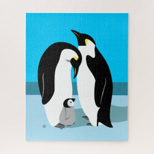 Emperor Penguins With Baby Penguin Jigsaw Puzzle