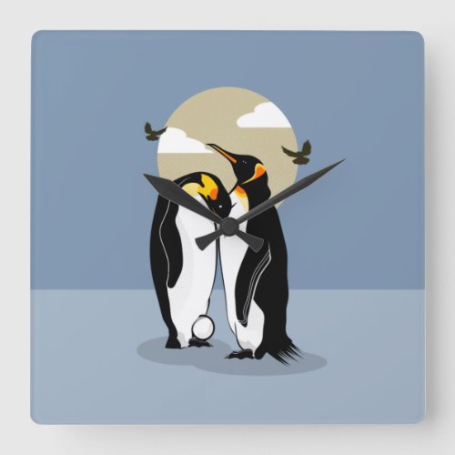 Emperor Penguins with Egg Square Wall Clock