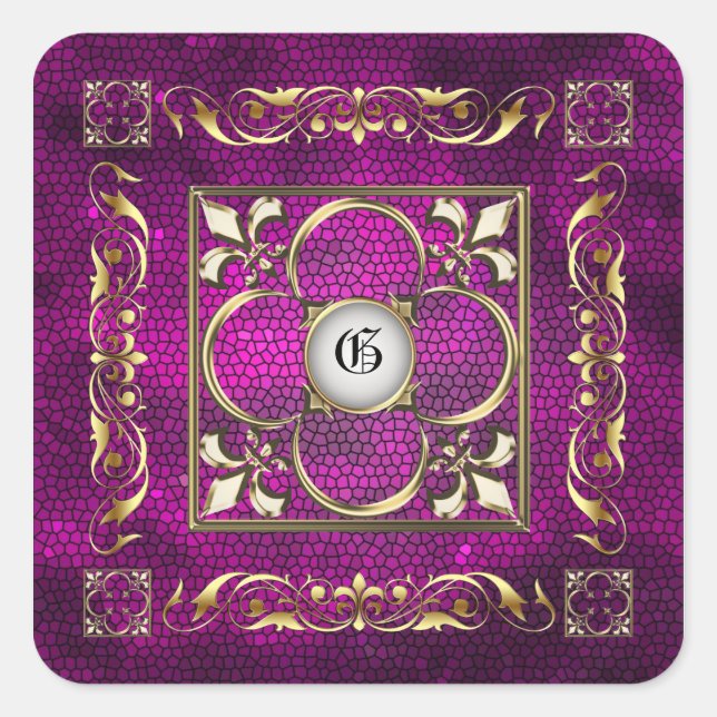 Emperor  Pink Square Monogram Sticker (Front)