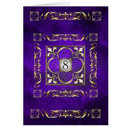 Emperor Purple Fleur Stained Glass Table Card