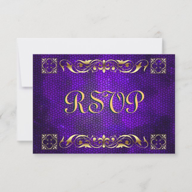 Emperor Purple Stained Glass RSVP Card (Front)