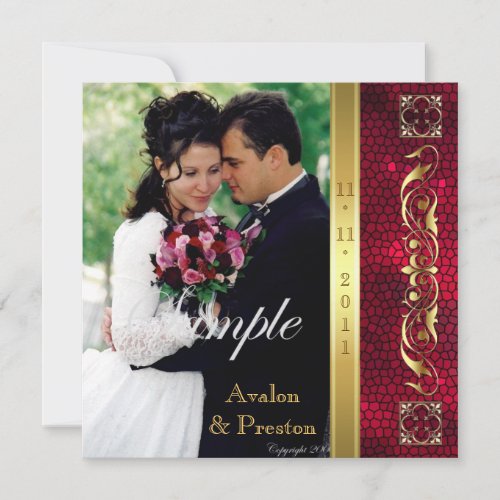 Emperor Red Stained Glass Photo Invitation
