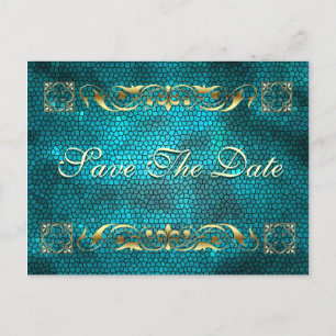 Emperor Teal Save The Date Postcard
