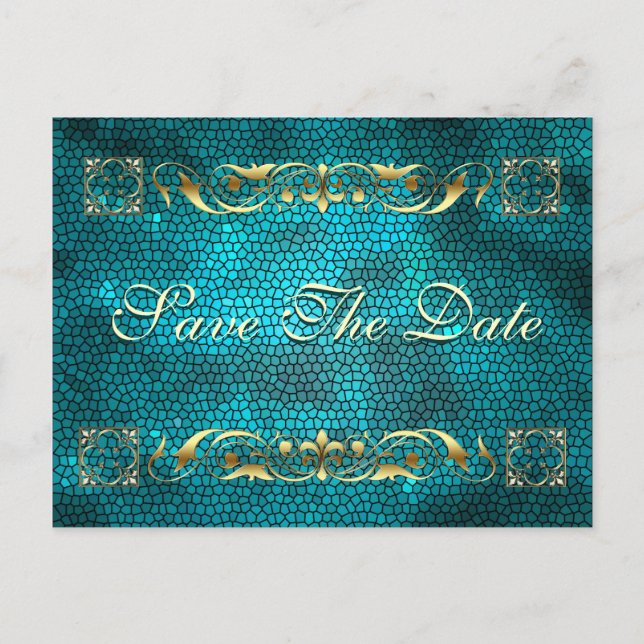 Emperor Teal Save The Date Postcard (Front)