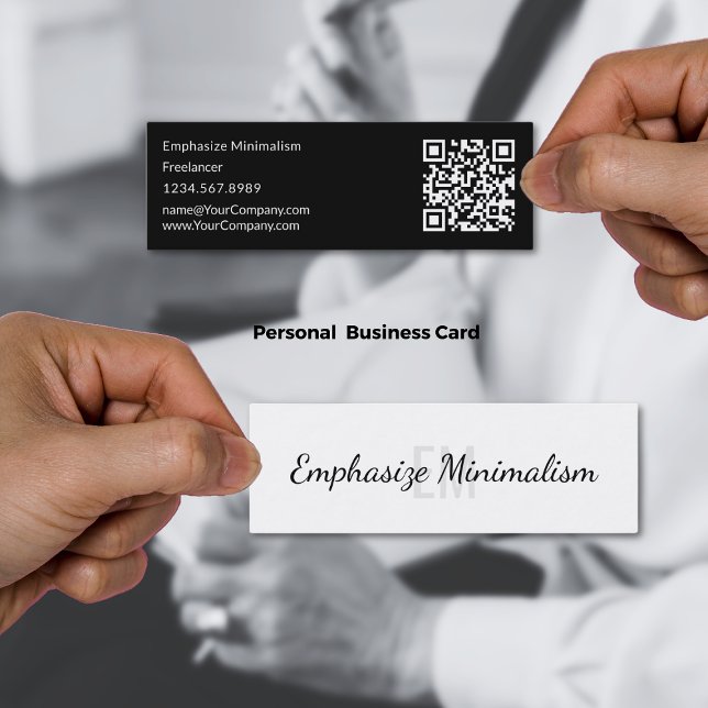 Emphasize Minimalism Simple Initials Mini Business Card (Emphasize Minimalism Simple Initials Mini Business Card)