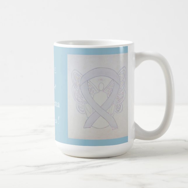 Emphysema Awareness Ribbon Angel Custom Mug (Right)