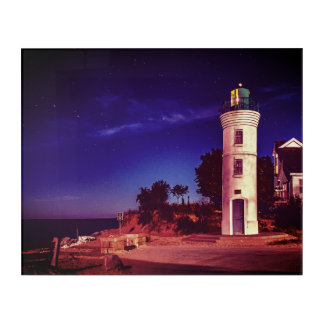 Empire Michigan Lighthouse and Shore Acrylic Print