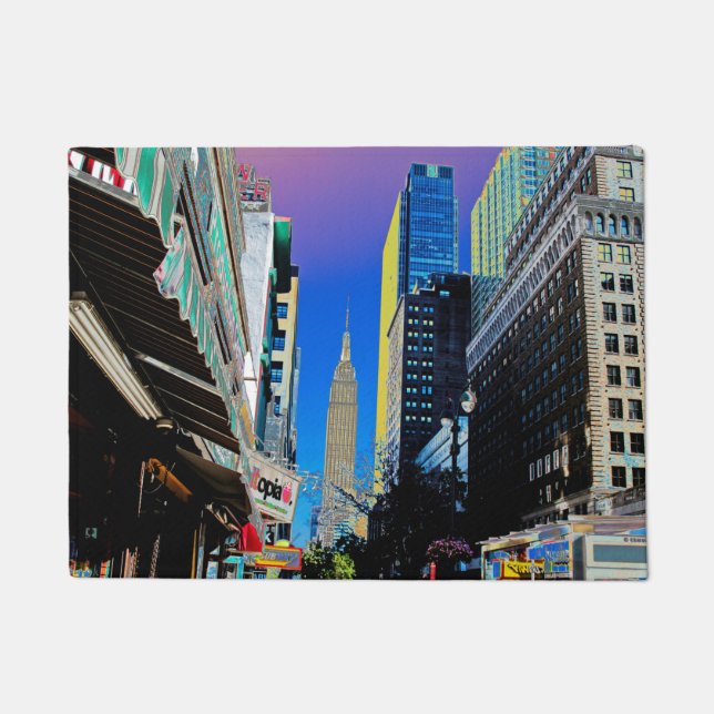 Empire Sate Building from 42nd St New York Poster  Doormat (Front)