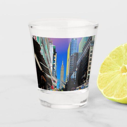 Empire Sate Building from 42nd St New York Poster Shot Glass