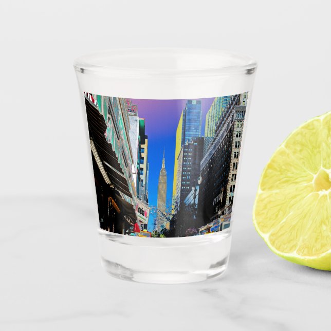 Empire Sate Building from 42nd St New York Poster Shot Glass (Front)