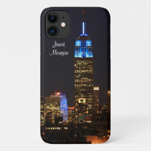 Empire State Building, 30 Rock in blue for Autism iPhone 11 Case