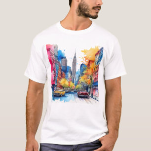 Empire State Building and Colorful New York City T-Shirt