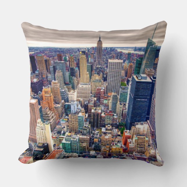 Empire State Building and Midtown Manhattan Throw Pillow (Front)