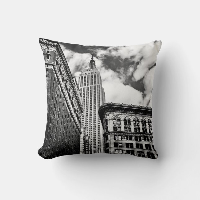 Empire State Building and Skyscrapers Throw Pillow (Front)