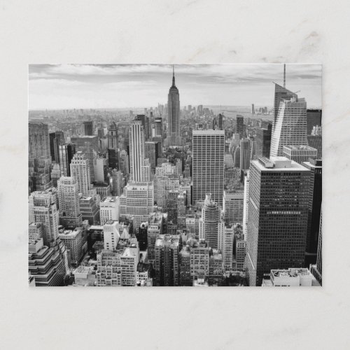 Empire State Building Black White New York City Postcard