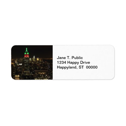Empire State Building Christmas Colors at night 01 Label