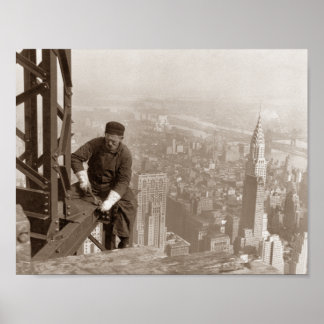 Empire State Building Construction - Vintage Photo Poster
