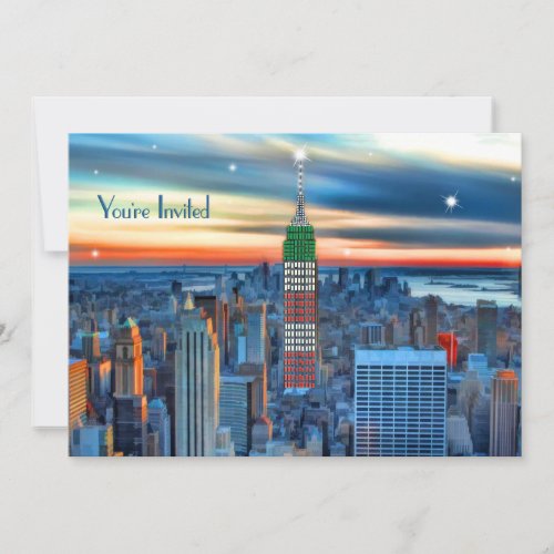 Empire State Building in Holiday Lights Invited Invitation