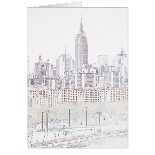 Empire State Building line drawing Cards (Front)