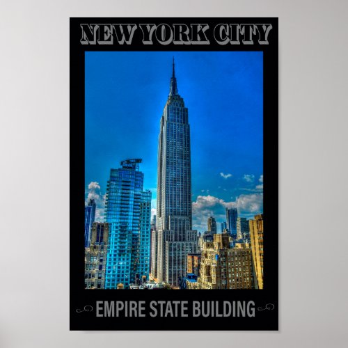 Empire State Building New York City Vintage Poster