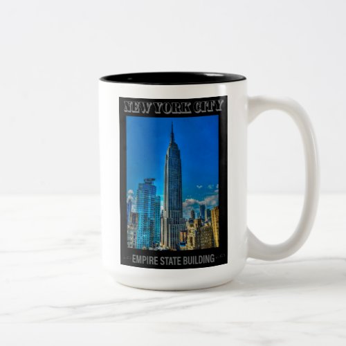 Empire State Building New York City Vintage Two_Tone Coffee Mug