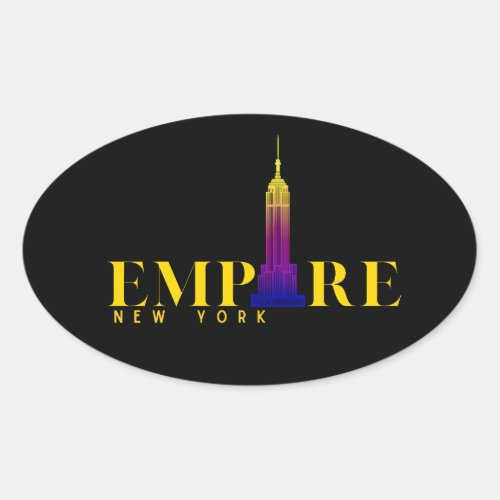 Empire State Building_New York_Vibrant Gold Oval Sticker