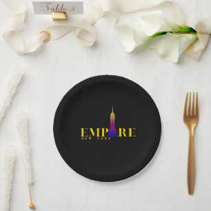 Empire State Building-New York-Vibrant Gold Paper Plates
