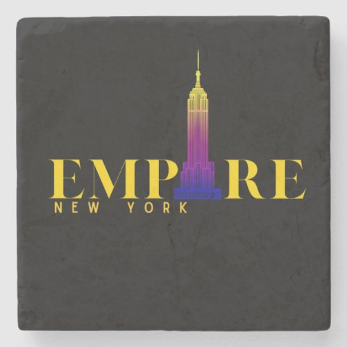 Empire State Building_New York_Vibrant Gold Stone Coaster