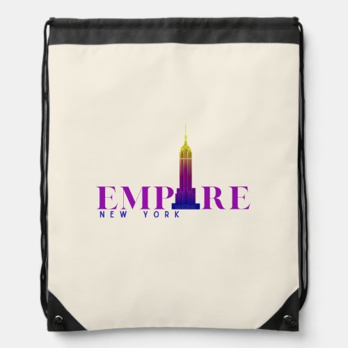 Empire State Building_New York_Vibrant Purple_ Drawstring Bag