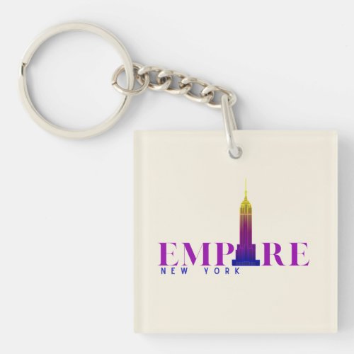 Empire State Building_New York_Vibrant purple_ Keychain