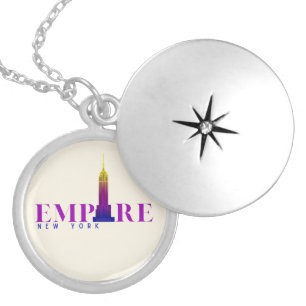 Empire State Building-New York-Vibrant purple- Locket Necklace