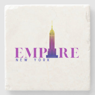 Empire State Building-New York-Vibrant Purple- Stone Coaster