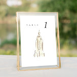 Empire State Building NYC Wedding Table Number<br><div class="desc">Chic wedding table number seating cards featuring a watercolor painting of New York City's Empire State Building. The pairing of the painterly watercolor and the chic typography makes for a beautifully fun combo.</div>