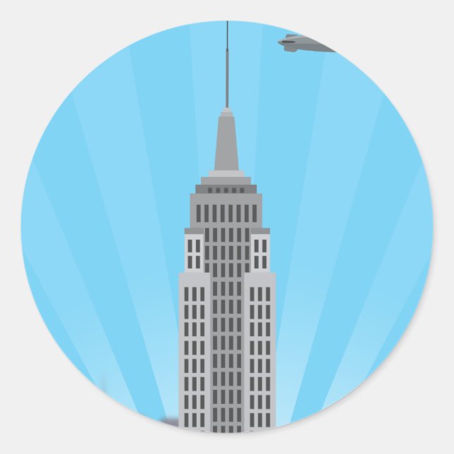 Empire State Building (Simple History) Classic Round Sticker (Front)