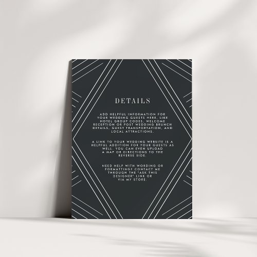 Empire Wedding Guest Details Card  Charcoal