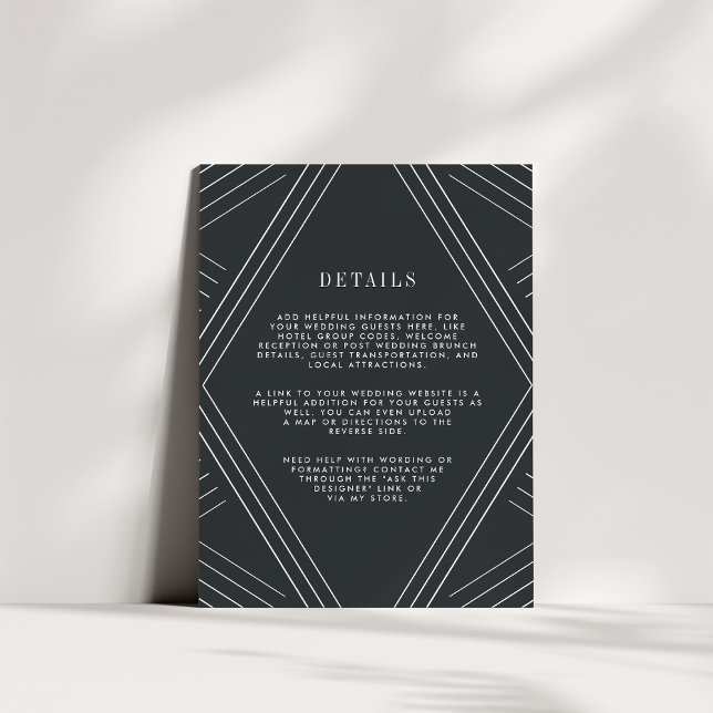 Empire Wedding Guest Details Card | Charcoal (Creator Uploaded)