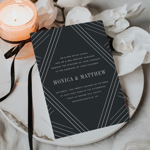 Empire Wedding Invitation  Charcoal