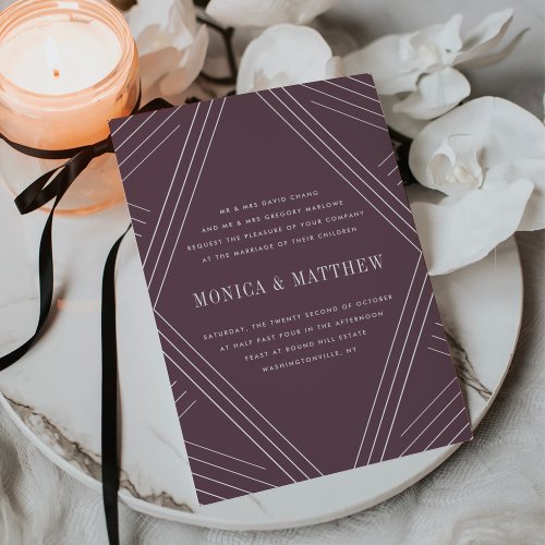 Empire Wedding Invitation  Eggplant