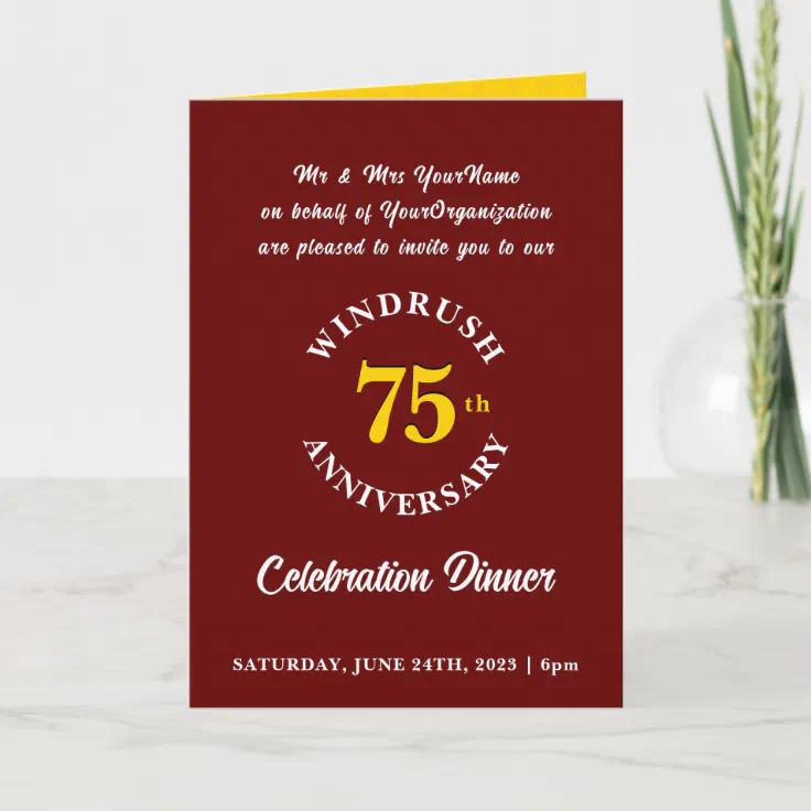 Empire Windrush Generation 75th Anniversary Invitation | Zazzle