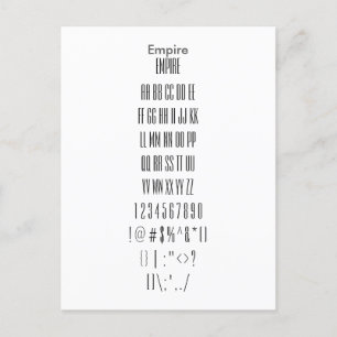 Empire - Zazzle Font Sampler Sheet Postcard
