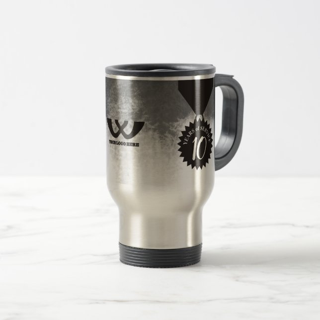 Employee 10 year milestone anniversary award mug (Front Right)