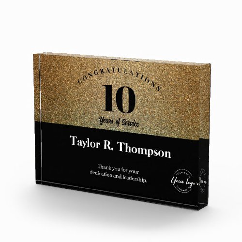 Employee 10 years of service Custom logo Gold bar